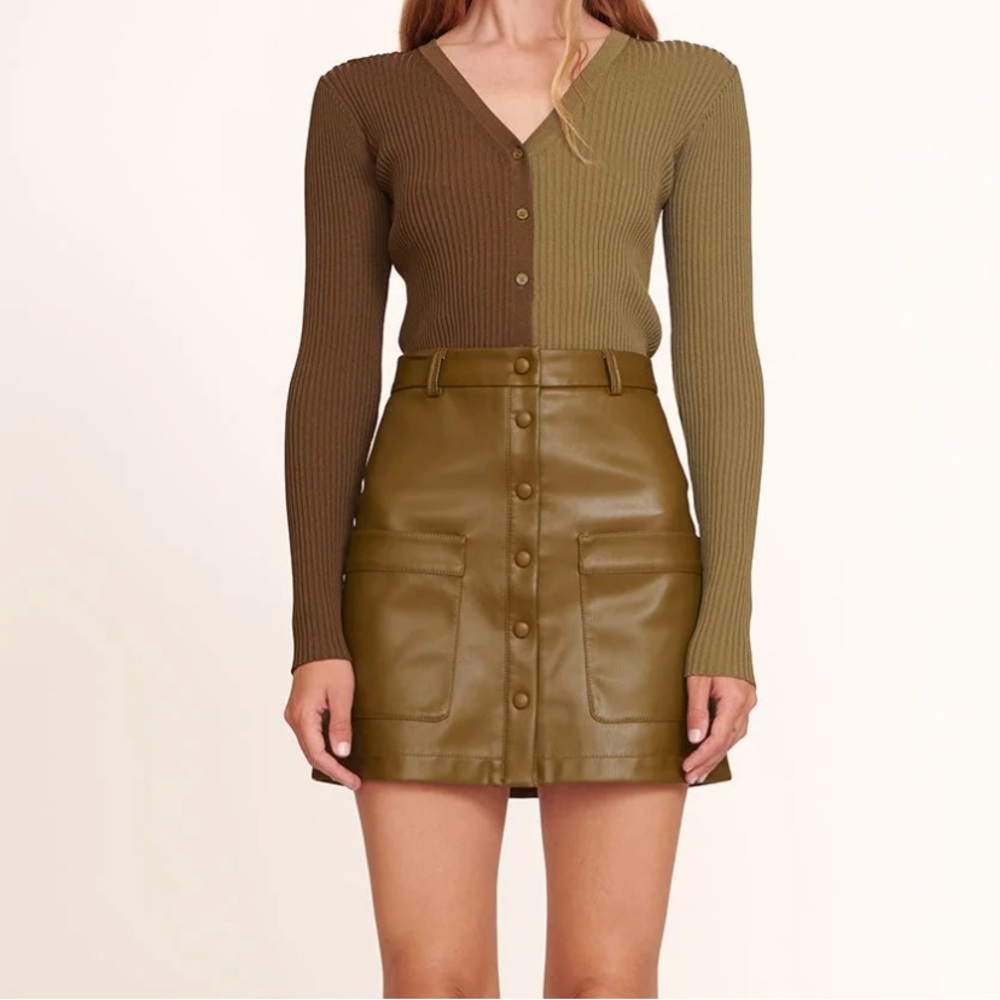 STAUD PAPER SKIRT | AVOCADO VEGAN LEATHER (NWT)